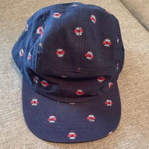Hollister Navy Cap with Red and White Pattern
